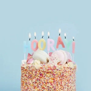 Pastel 'HOORAY!' Candles - 7 Pack