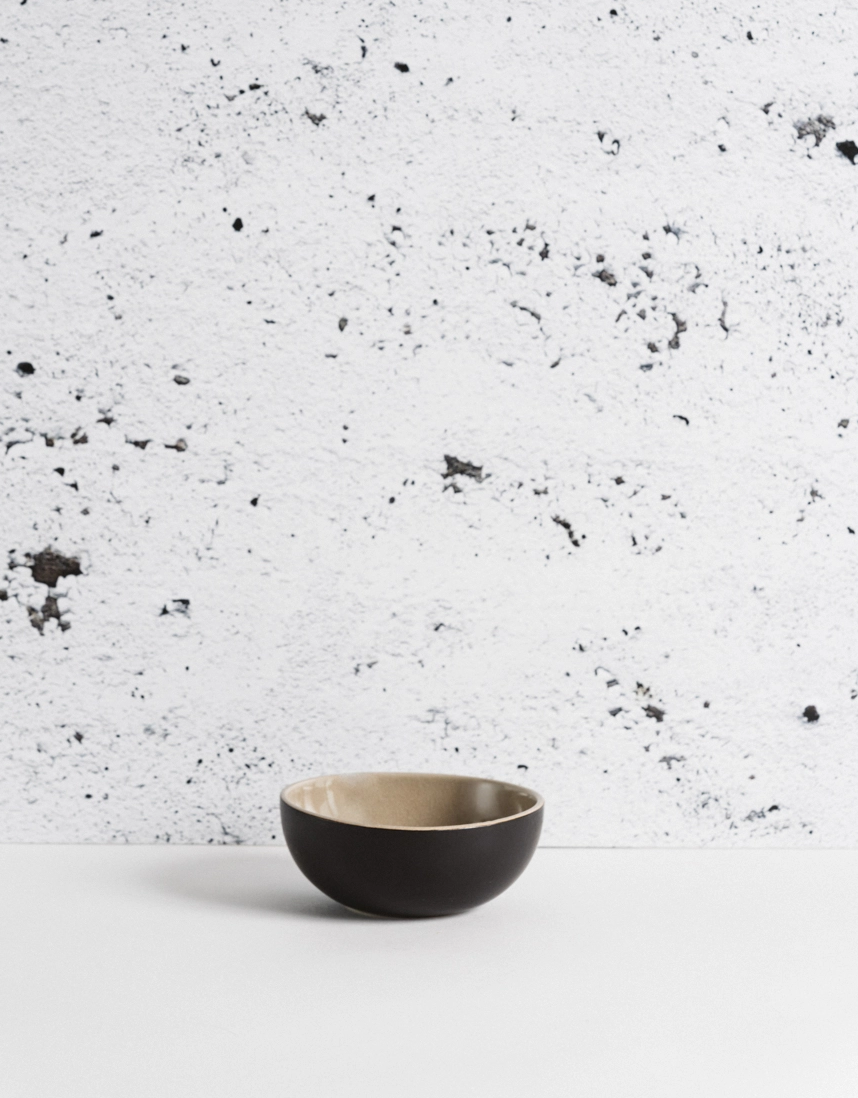 Handmade Cereal Bowl - Matte Black.Linen