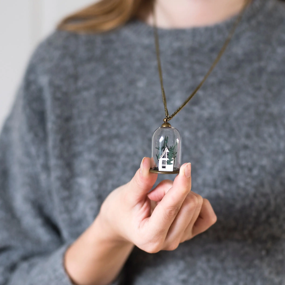 
                      
                        Paper Greenhouse Necklace in Glass Dome
                      
                    